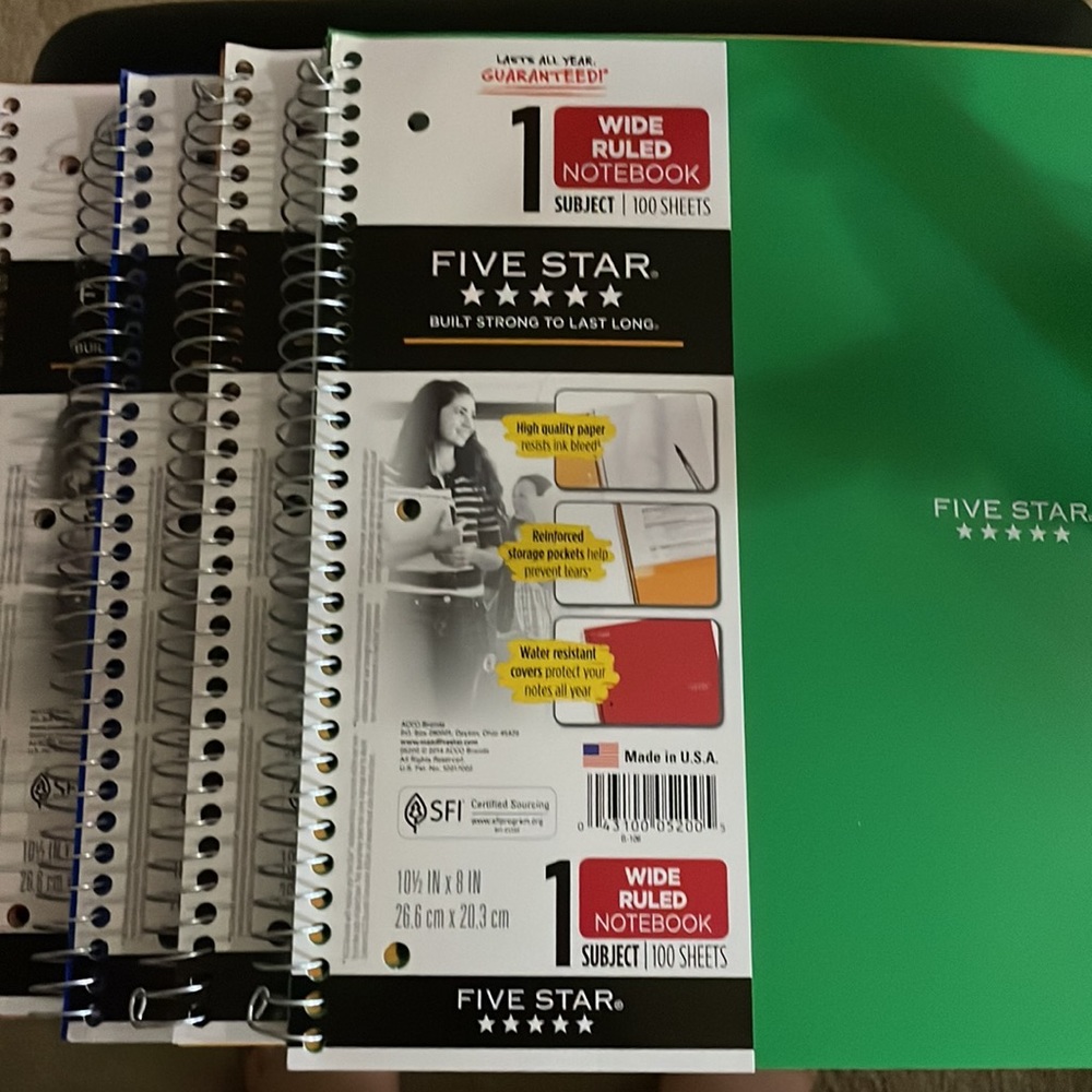 Five Star Wirebound Notebooks 1 Subject Wide Ruled